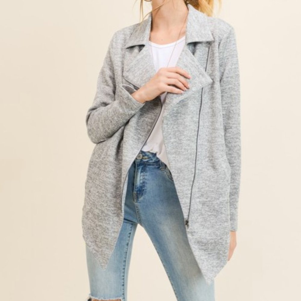 Gray Moto Knit Jacket - Picture 3 of 7